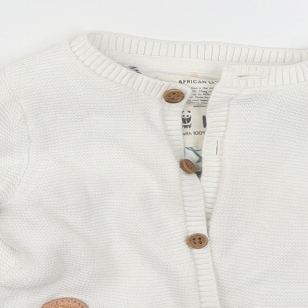 F&F Girls White   Cardigan Jumper Size 9-12 Months  - Lion and Tiger