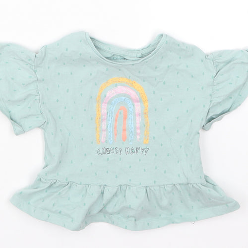 NEXT Girls Blue Polka Dot  Basic T-Shirt Size 9-12 Months  - Choose Happy Rainbow