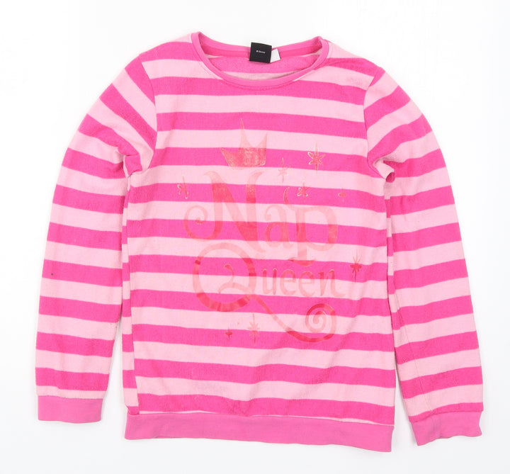 F&F Girls Pink Striped  Top Pyjama Top Size 9-10 Years  - Nap Queen