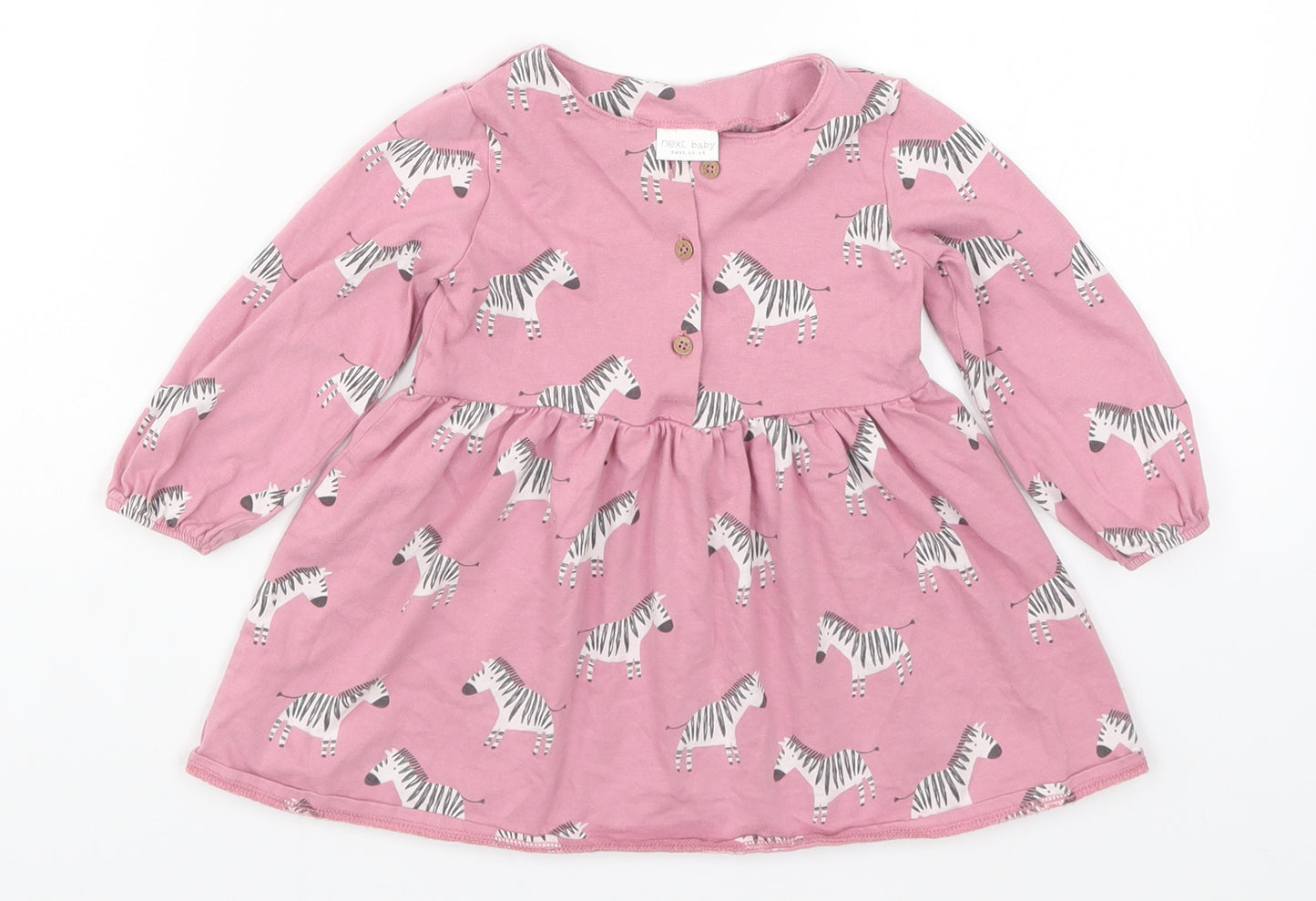 NEXT Girls Pink Animal Print  Skater Dress  Size 9-12 Months  - Zebras