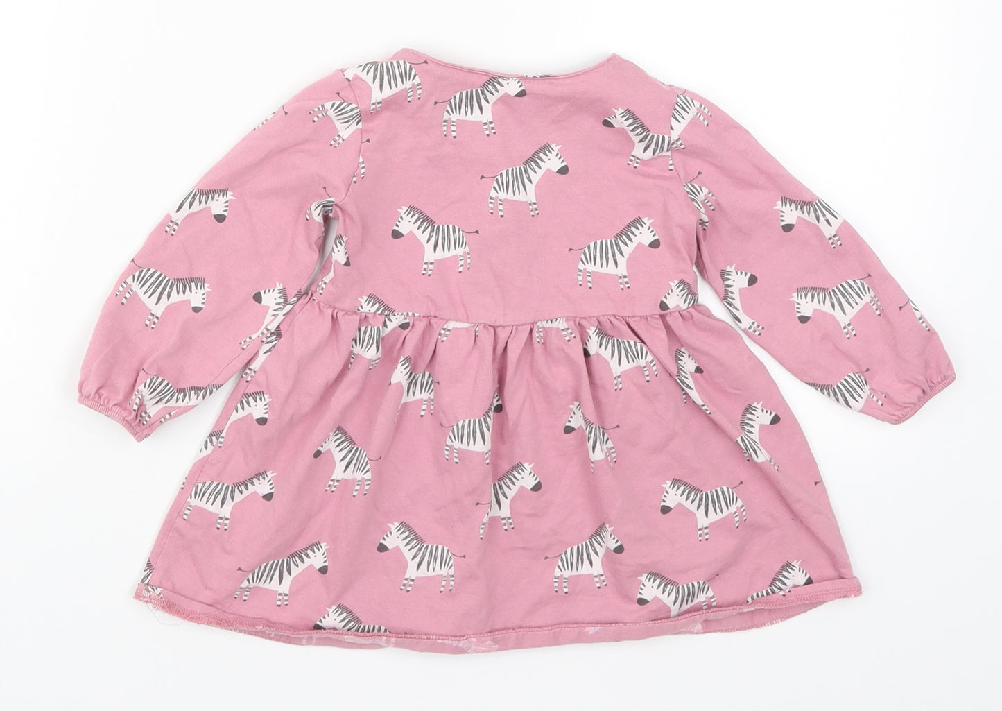 NEXT Girls Pink Animal Print  Skater Dress  Size 9-12 Months  - Zebras