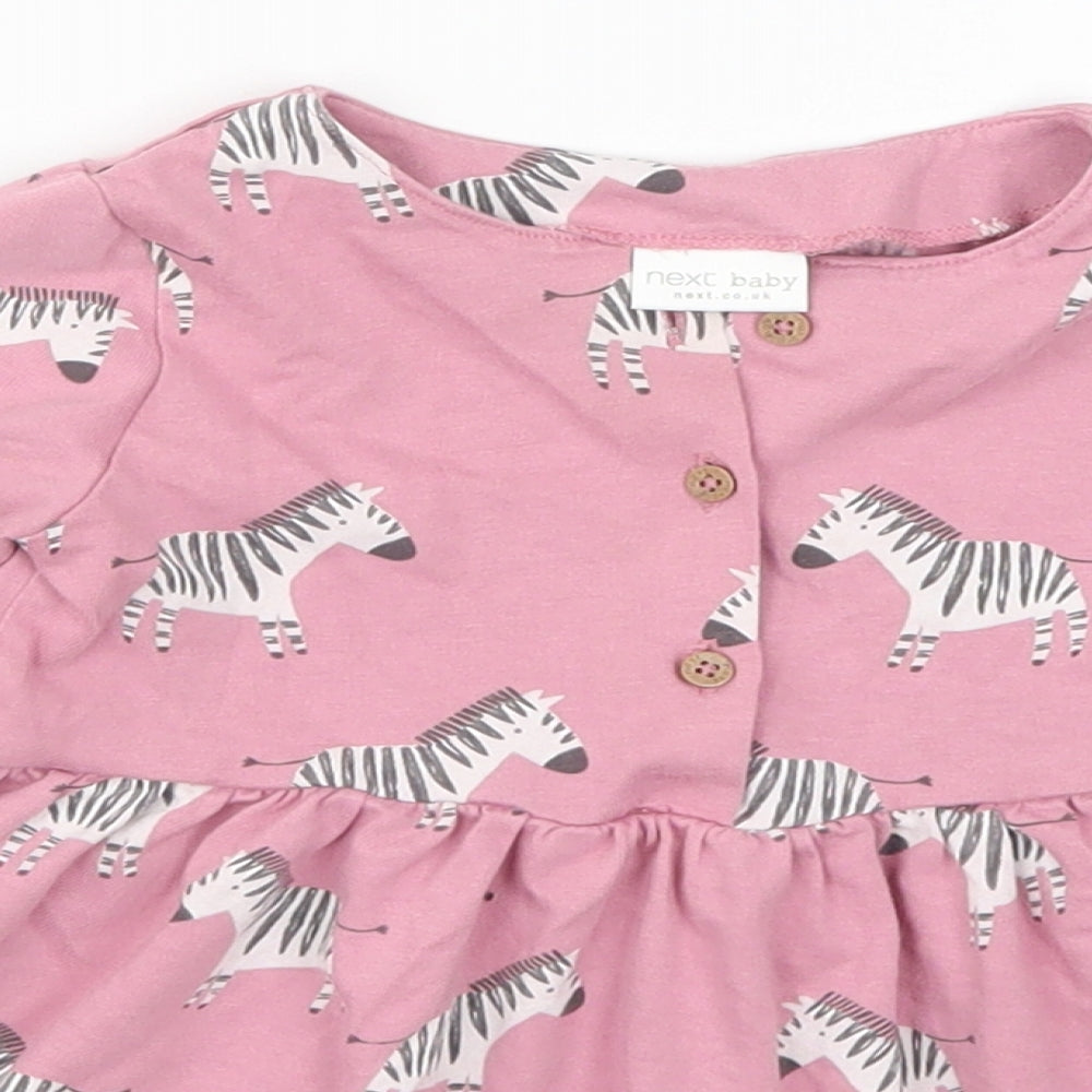 NEXT Girls Pink Animal Print  Skater Dress  Size 9-12 Months  - Zebras