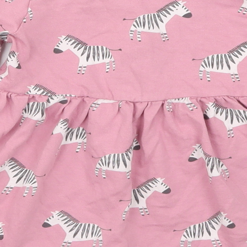 NEXT Girls Pink Animal Print  Skater Dress  Size 9-12 Months  - Zebras