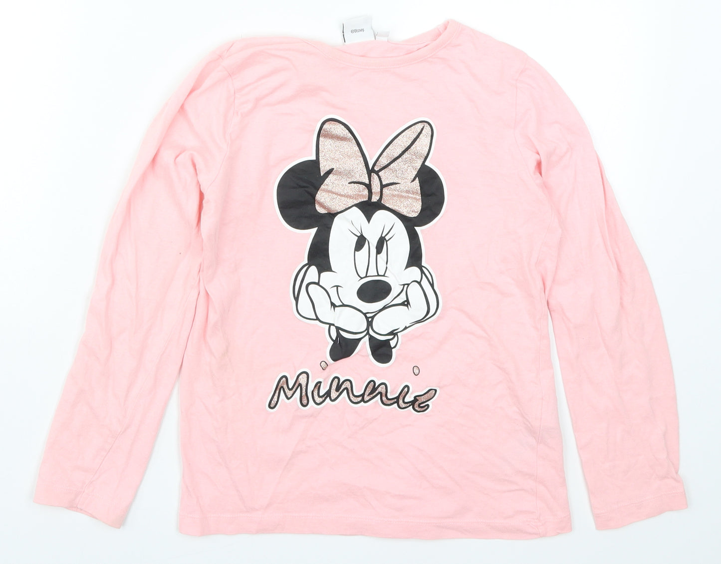 Primark Girls Pink Solid  Top Pyjama Top Size 9-10 Years  - Minnie Mouse