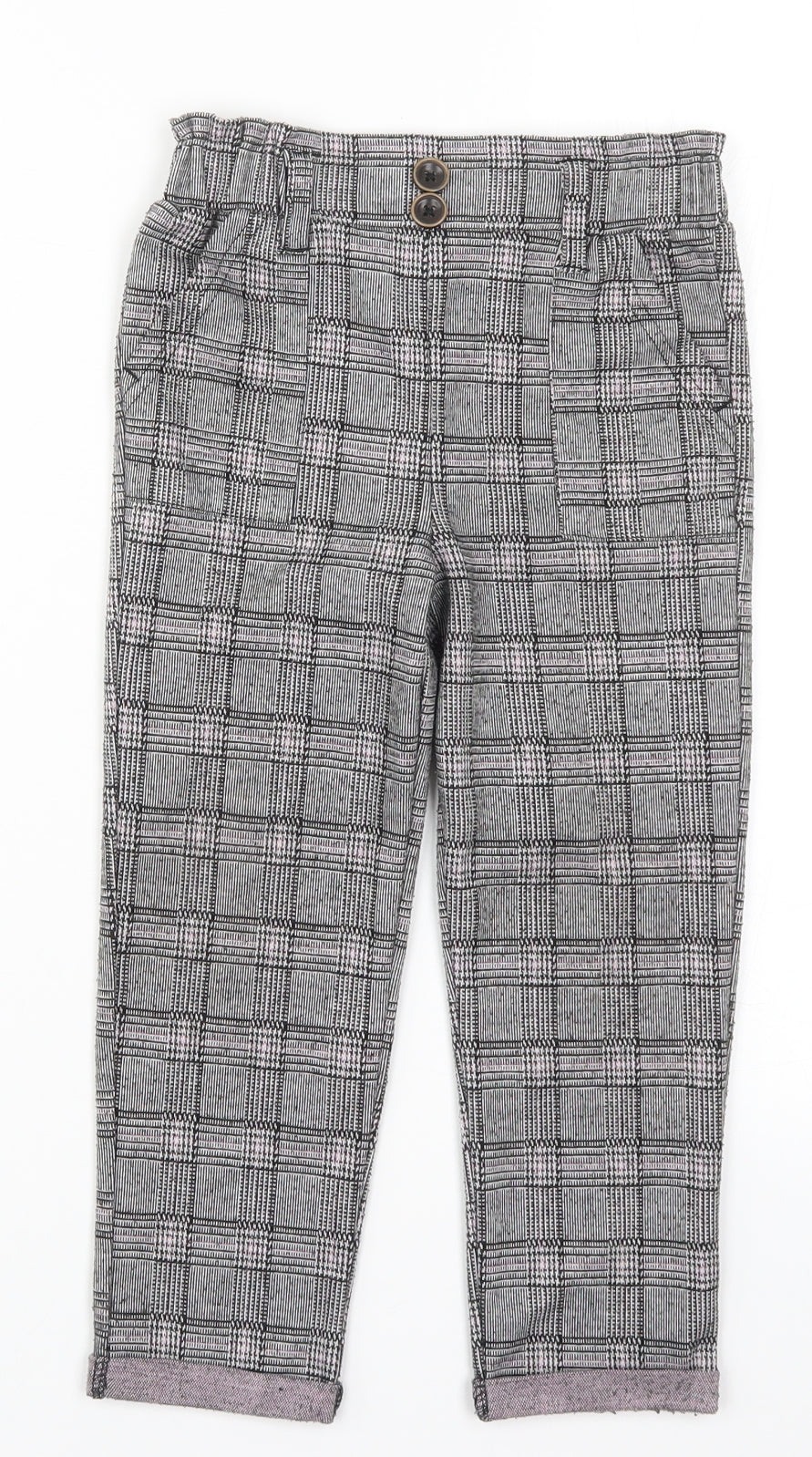 Primark Girls Grey Check  Capri Trousers Size 5-6 Years