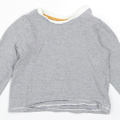 Fred & Flo Boys Blue Striped  Basic T-Shirt Size 12-18 Months