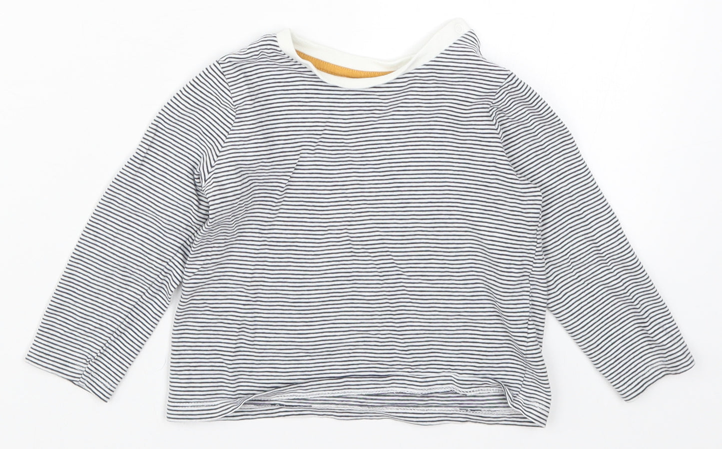 Fred & Flo Boys Blue Striped  Basic T-Shirt Size 12-18 Months