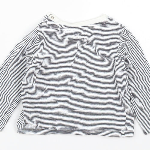 Fred & Flo Boys Blue Striped  Basic T-Shirt Size 12-18 Months