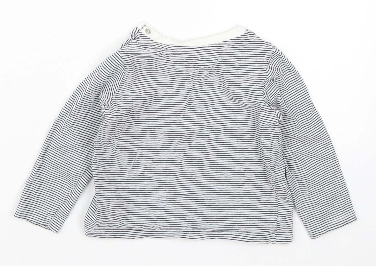 Fred & Flo Boys Blue Striped  Basic T-Shirt Size 12-18 Months