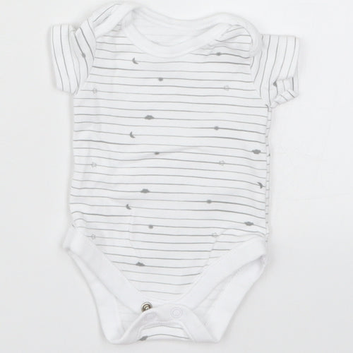 Nutmeg Baby White Striped  Babygrow One-Piece Size Newborn  - Stars Moon Clouds