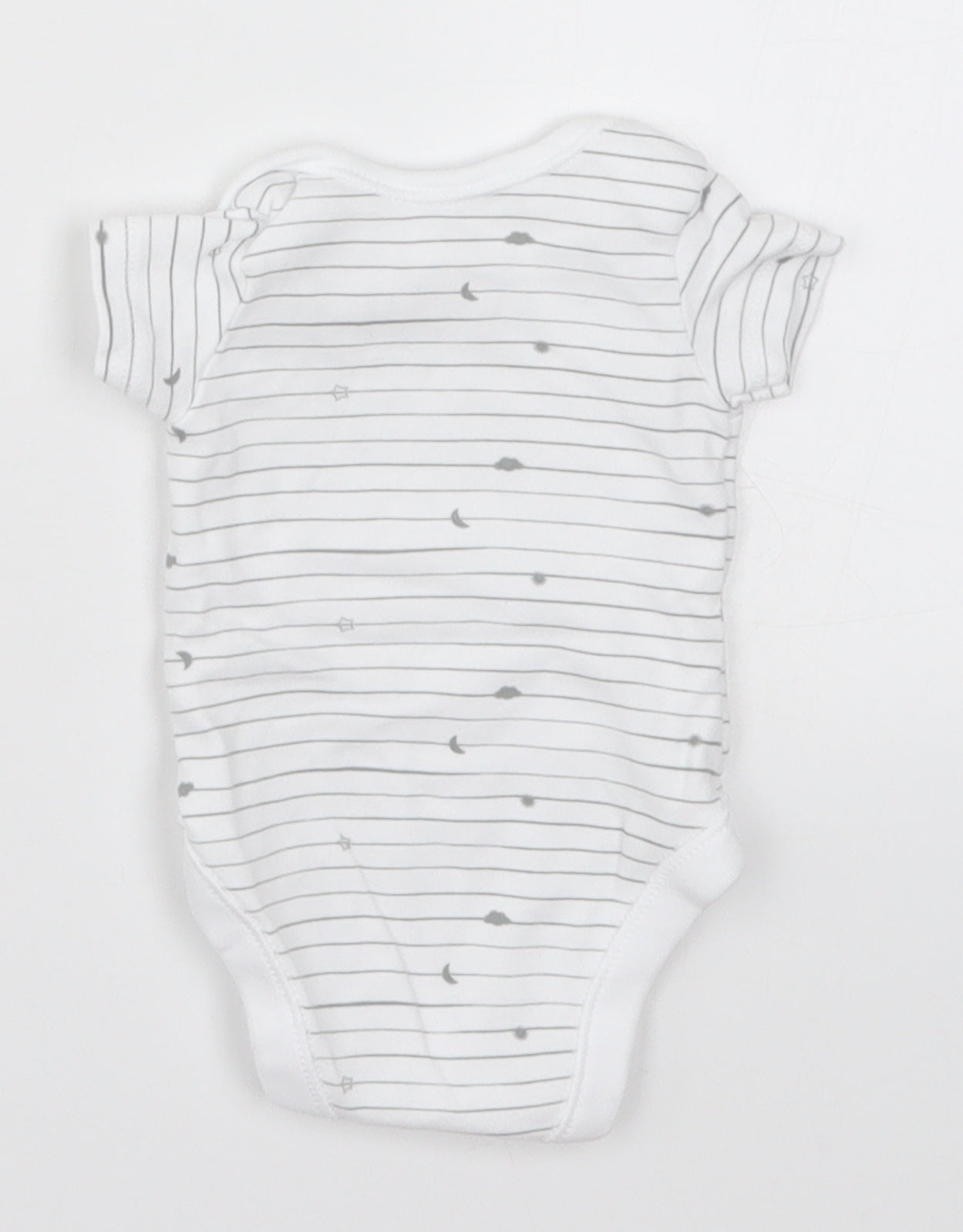 Nutmeg Baby White Striped  Babygrow One-Piece Size Newborn  - Stars Moon Clouds