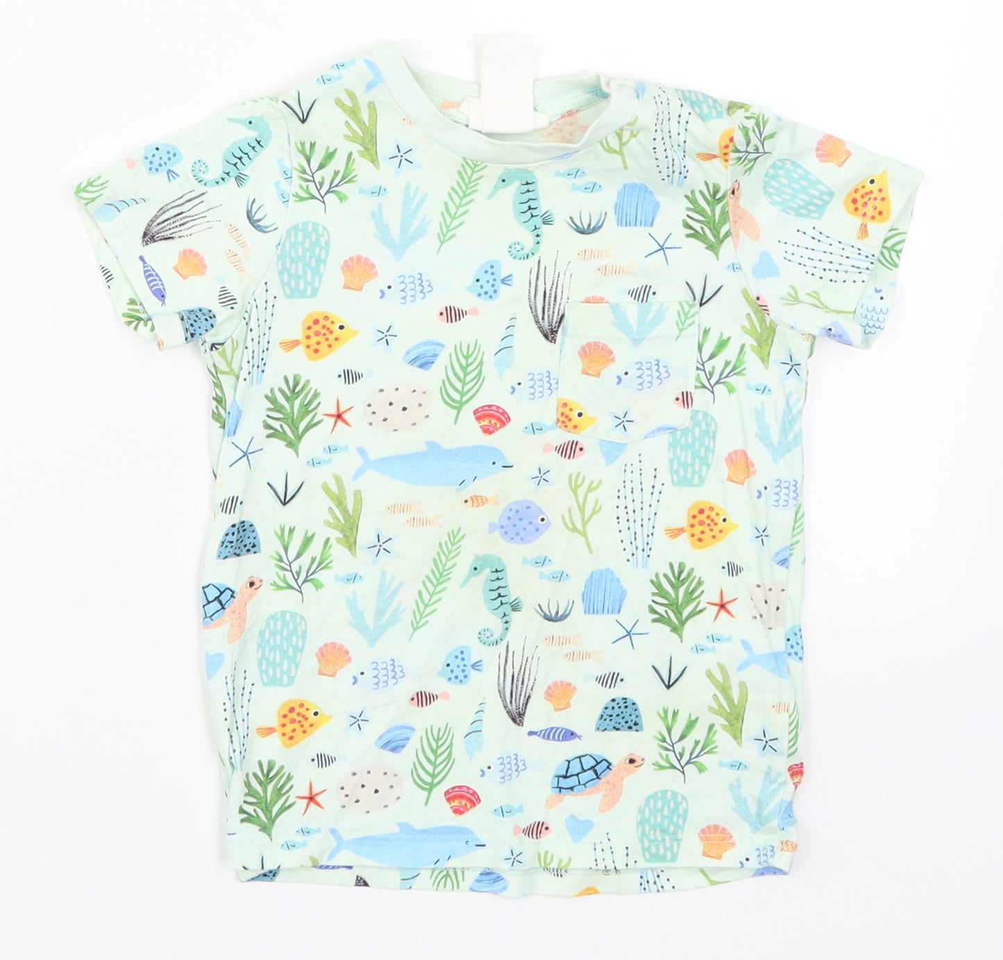 H&M Boys Blue   Basic T-Shirt Size 12-18 Months  - Fish Sea Animals