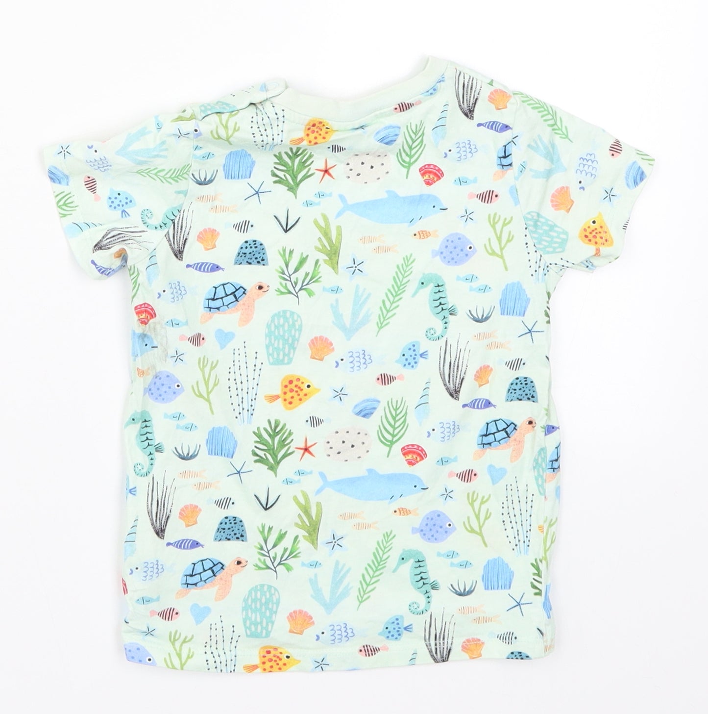 H&M Boys Blue   Basic T-Shirt Size 12-18 Months  - Fish Sea Animals