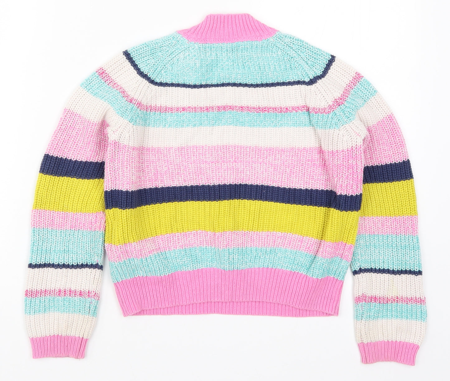 Marks and Spencer Girls Multicoloured Striped Knit Pullover Jumper Size 7-8 Years