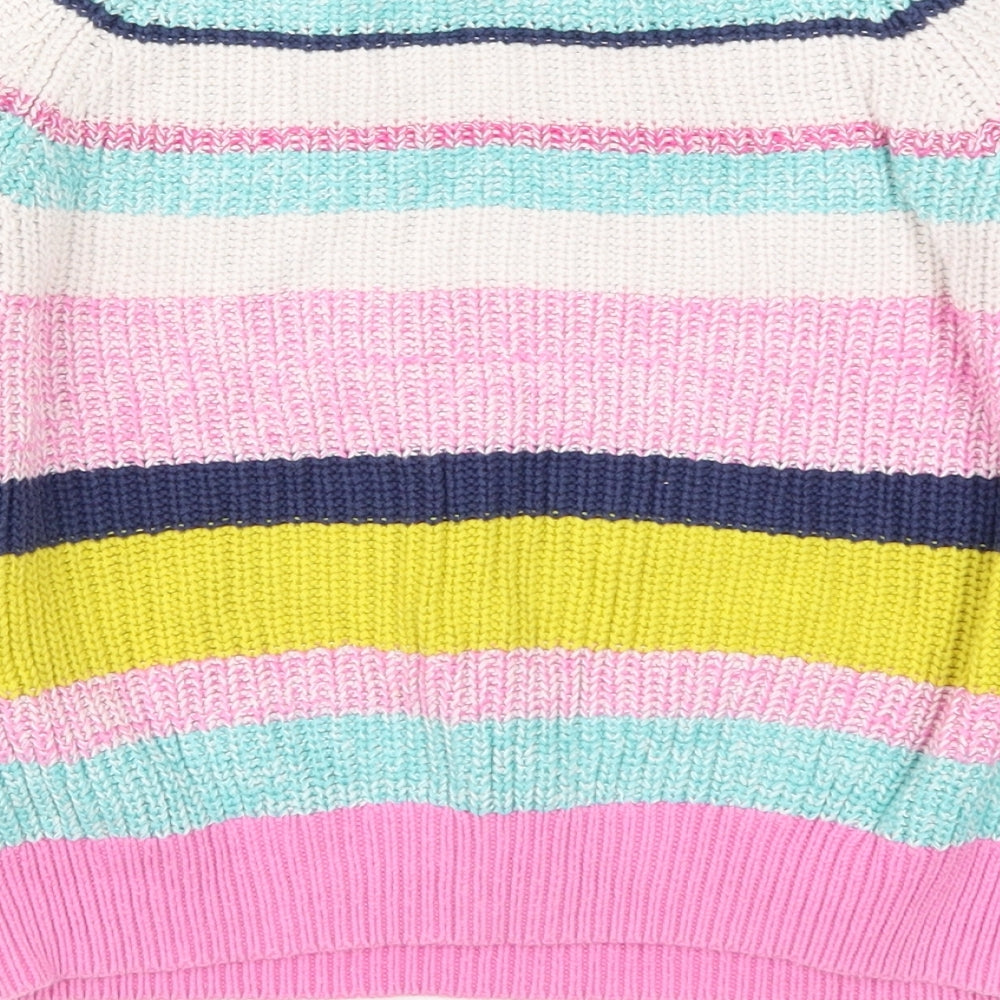 Marks and Spencer Girls Multicoloured Striped Knit Pullover Jumper Size 7-8 Years
