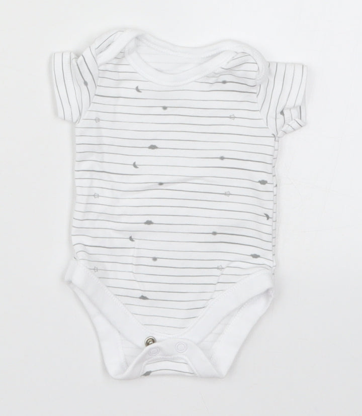 Nutmeg Baby White Striped  Babygrow One-Piece Size Newborn  - Stars Moon Clouds