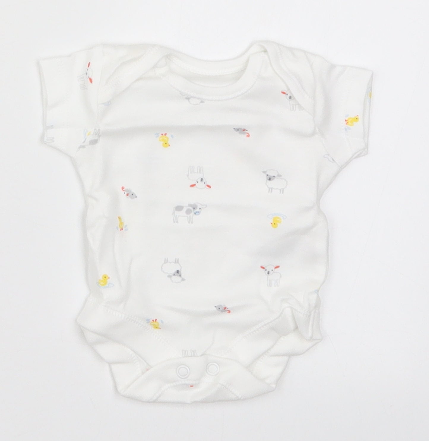 Nutmeg Baby White   Babygrow One-Piece Size Newborn  - Animals