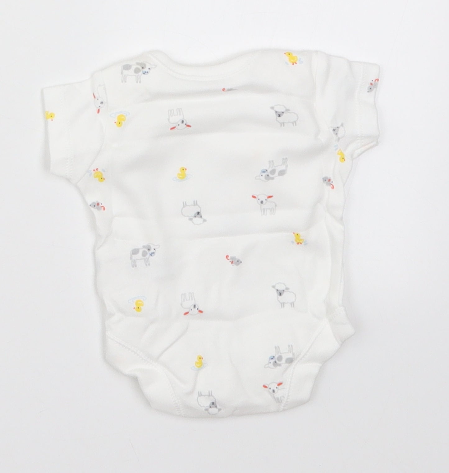 Nutmeg Baby White   Babygrow One-Piece Size Newborn  - Animals
