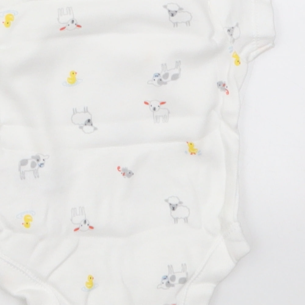 Nutmeg Baby White   Babygrow One-Piece Size Newborn  - Animals