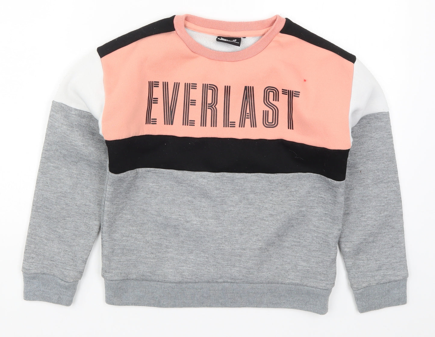 Everlast Girls Grey Colourblock  Pullover Sweatshirt Size 9-10 Years  - Pink