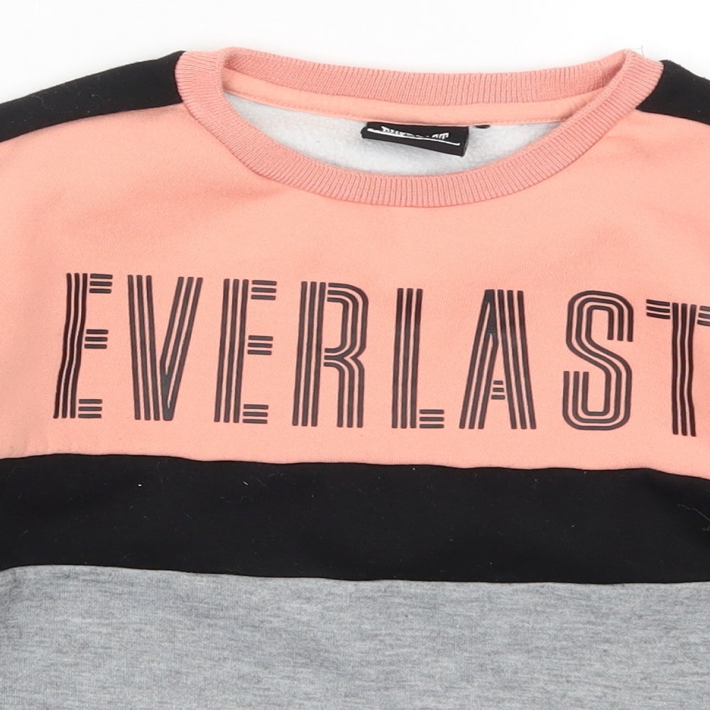 Everlast Girls Grey Colourblock  Pullover Sweatshirt Size 9-10 Years  - Pink