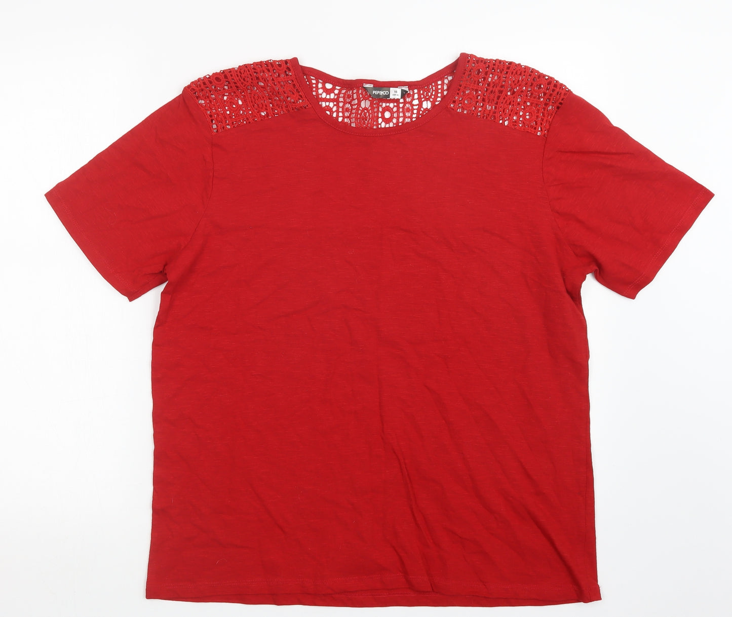 Pep&Co Womens Red   Basic T-Shirt Size 16