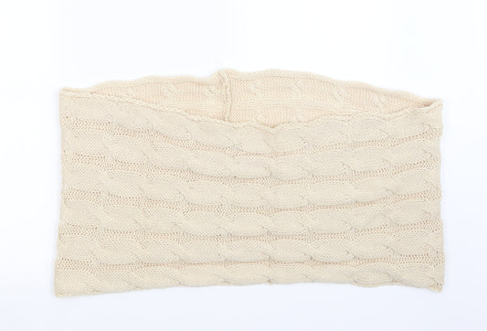 Front view of Preworn women’s ivory knit scarf - snood