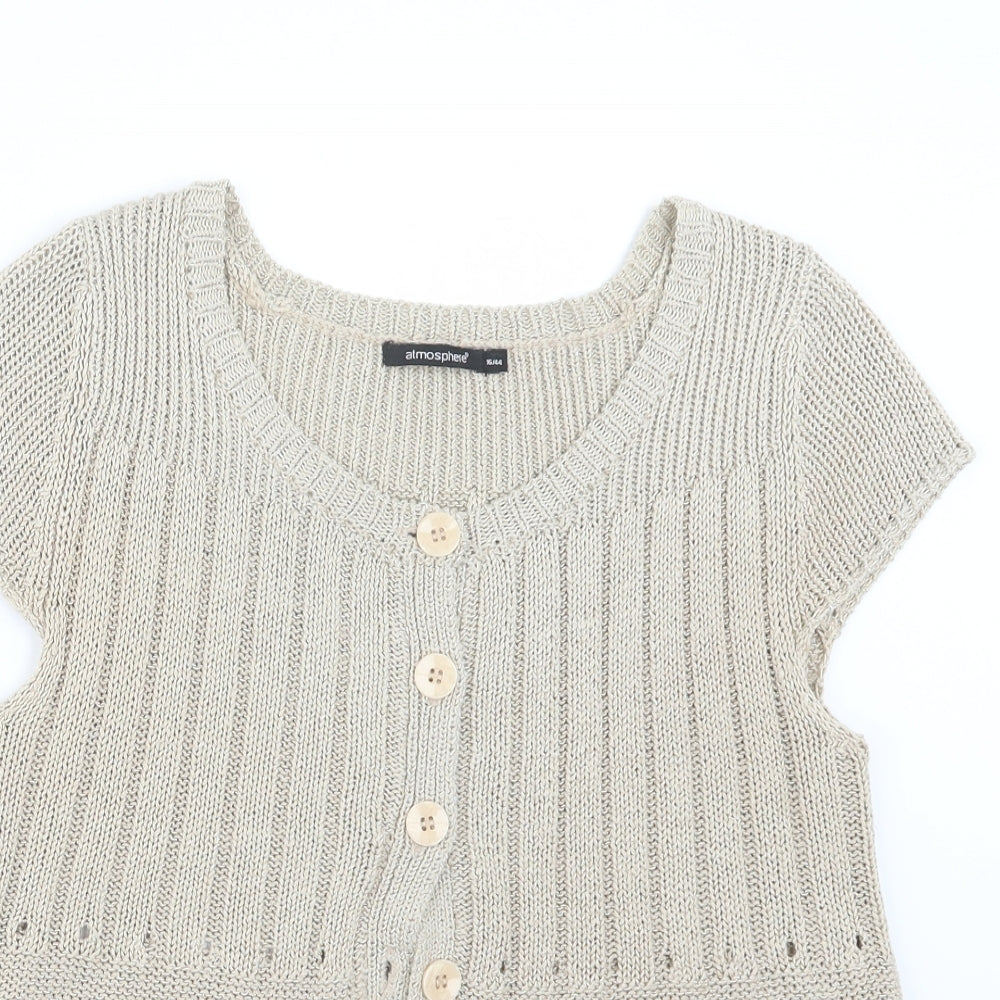 Atmosphere Womens Beige  Knit Cardigan Jumper Size 16
