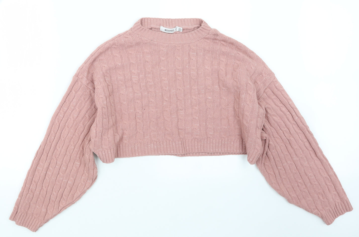Missguided Womens Pink  Knit Pullover Jumper Size 10  - Cropped