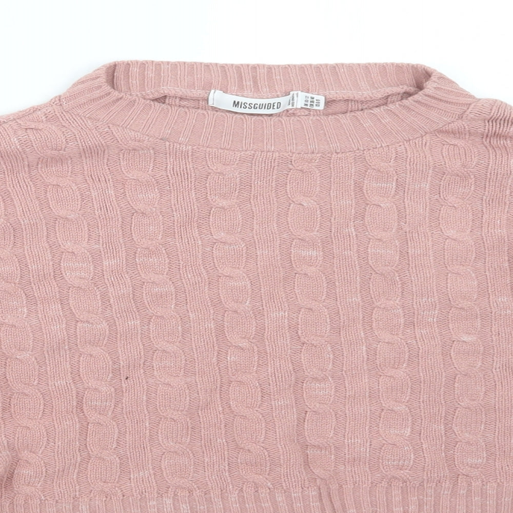 Missguided Womens Pink  Knit Pullover Jumper Size 10  - Cropped