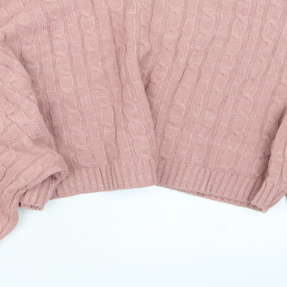 Missguided Womens Pink  Knit Pullover Jumper Size 10  - Cropped