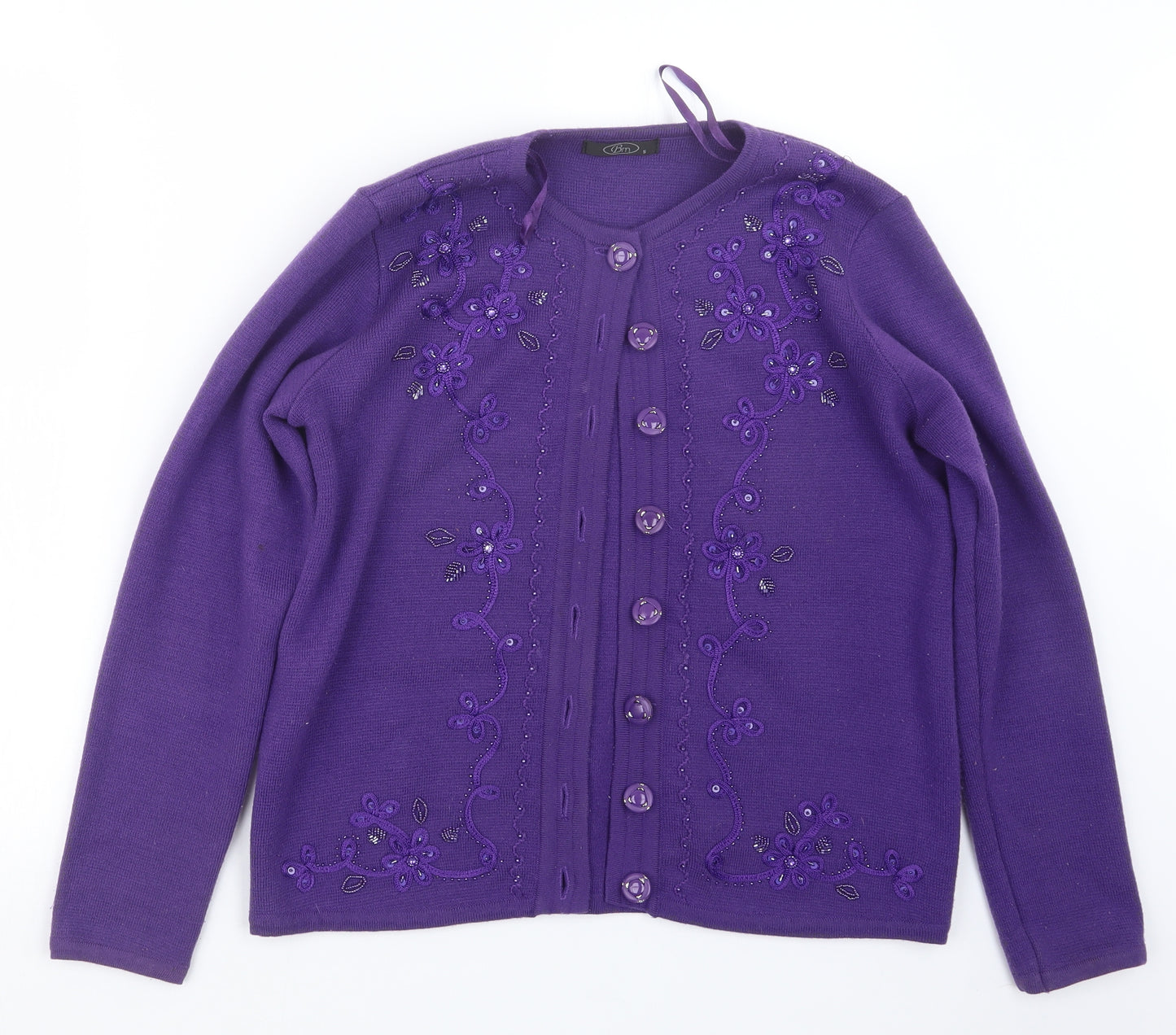 BM Womens Purple  Knit Cardigan Jumper Size S