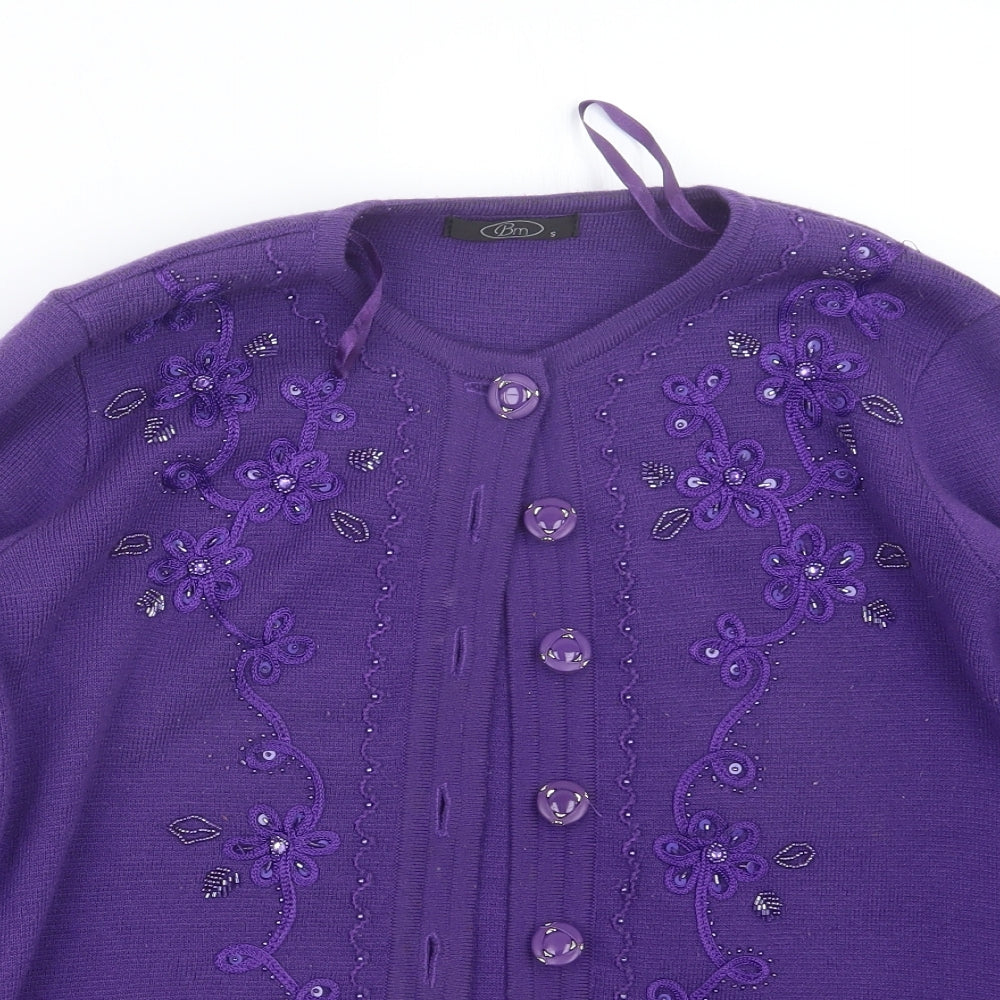 BM Womens Purple  Knit Cardigan Jumper Size S