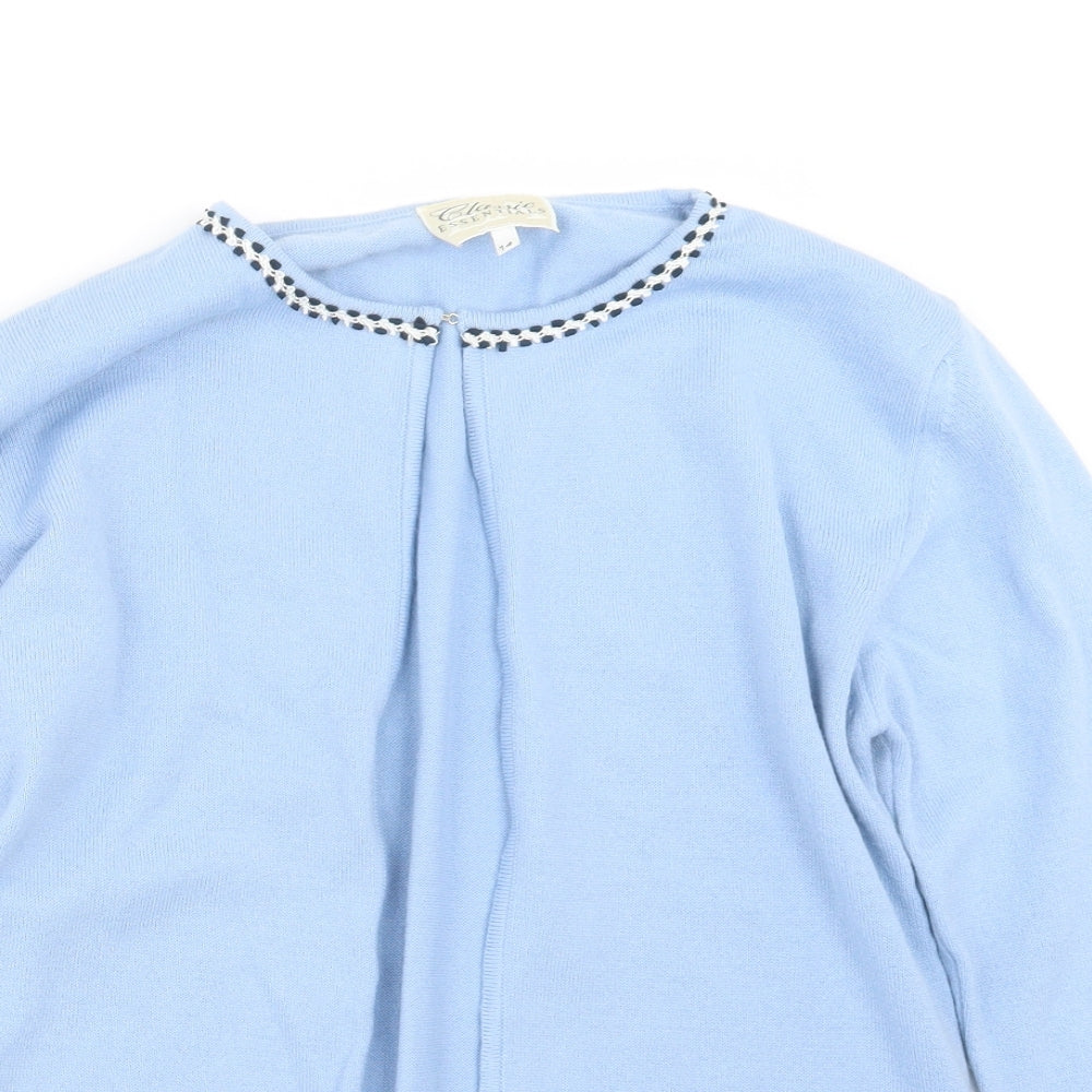 Classic Essentials Womens Blue  Knit Cardigan Jumper Size 14