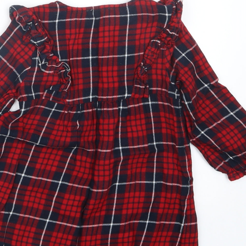 F&F Girls Red Check  Basic Button-Up Size 2-3 Years