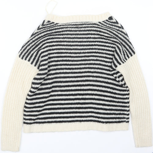 Crafted Womens Black  Knit Pullover Jumper Size 8
