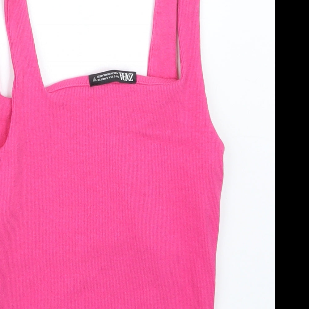 Zara Womens Pink   Cropped T-Shirt Size S