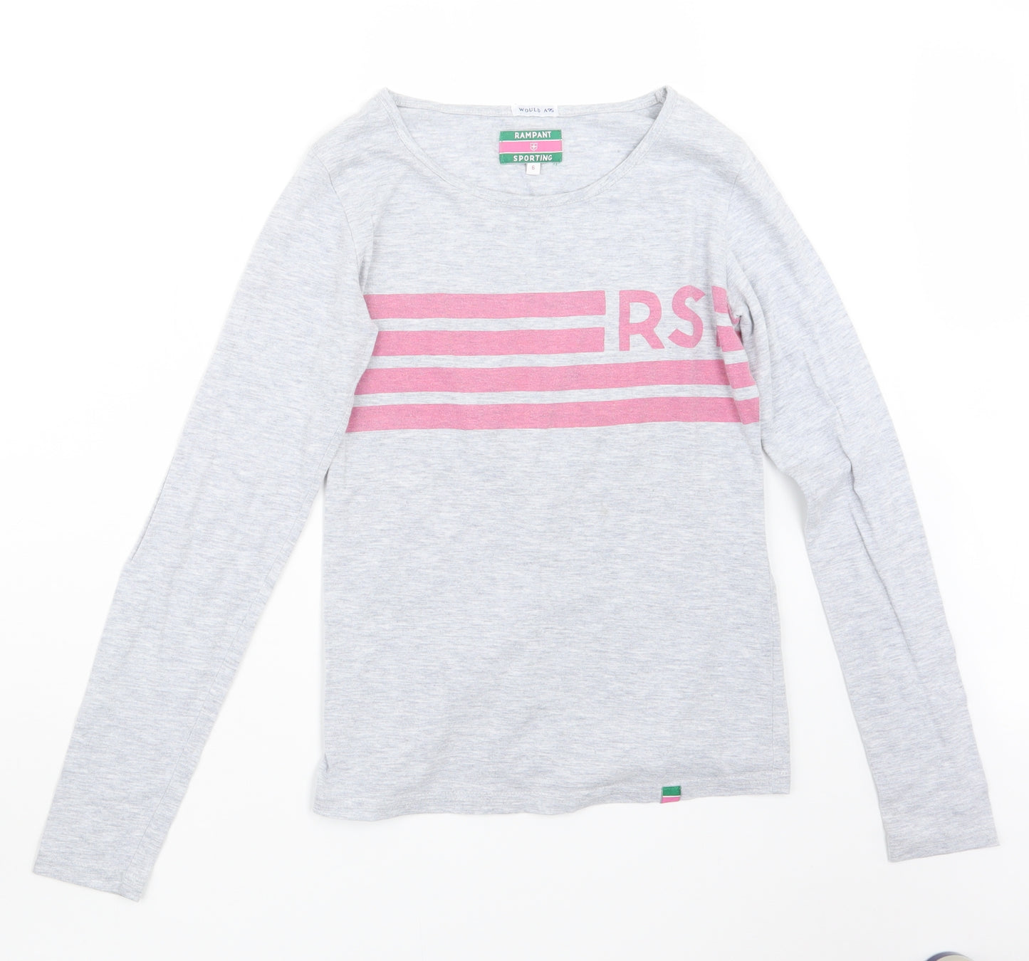Rampant Sporting Womens Grey   Basic T-Shirt Size 6