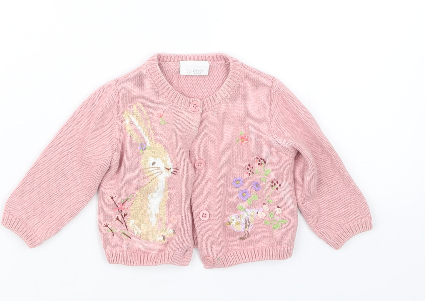 NEXT Girls Pink  Knit Cardigan Jumper Size 3-6 Months