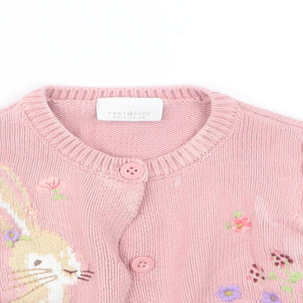 NEXT Girls Pink  Knit Cardigan Jumper Size 3-6 Months