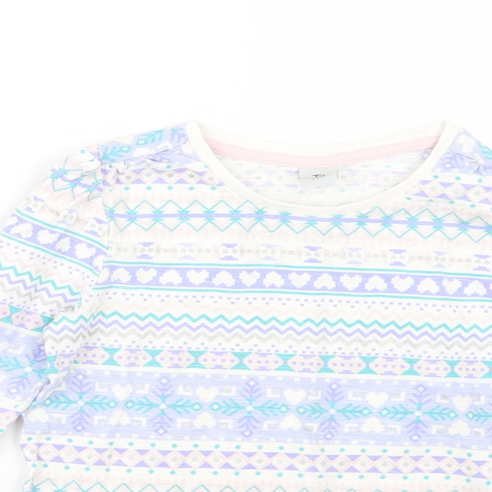 TU Girls Purple Geometric  Basic T-Shirt Size 4-5 Years