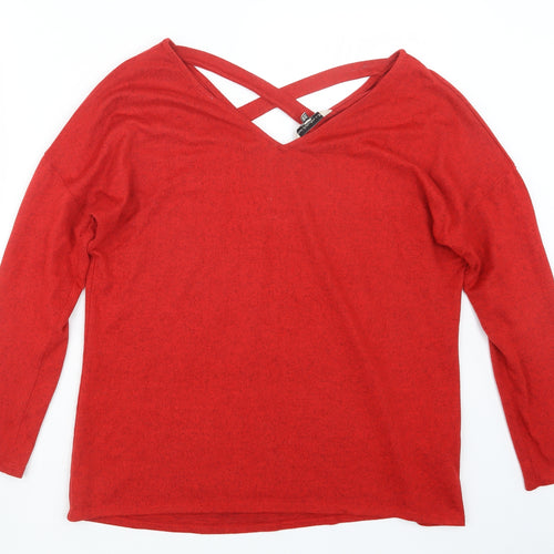 F&F Womens Red  Knit Pullover Jumper Size 14