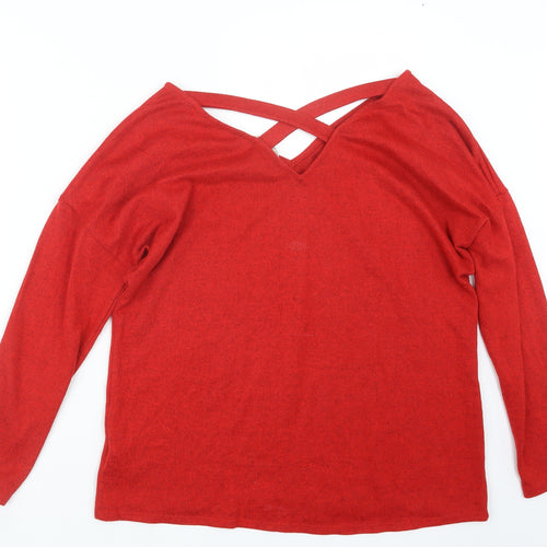 F&F Womens Red  Knit Pullover Jumper Size 14