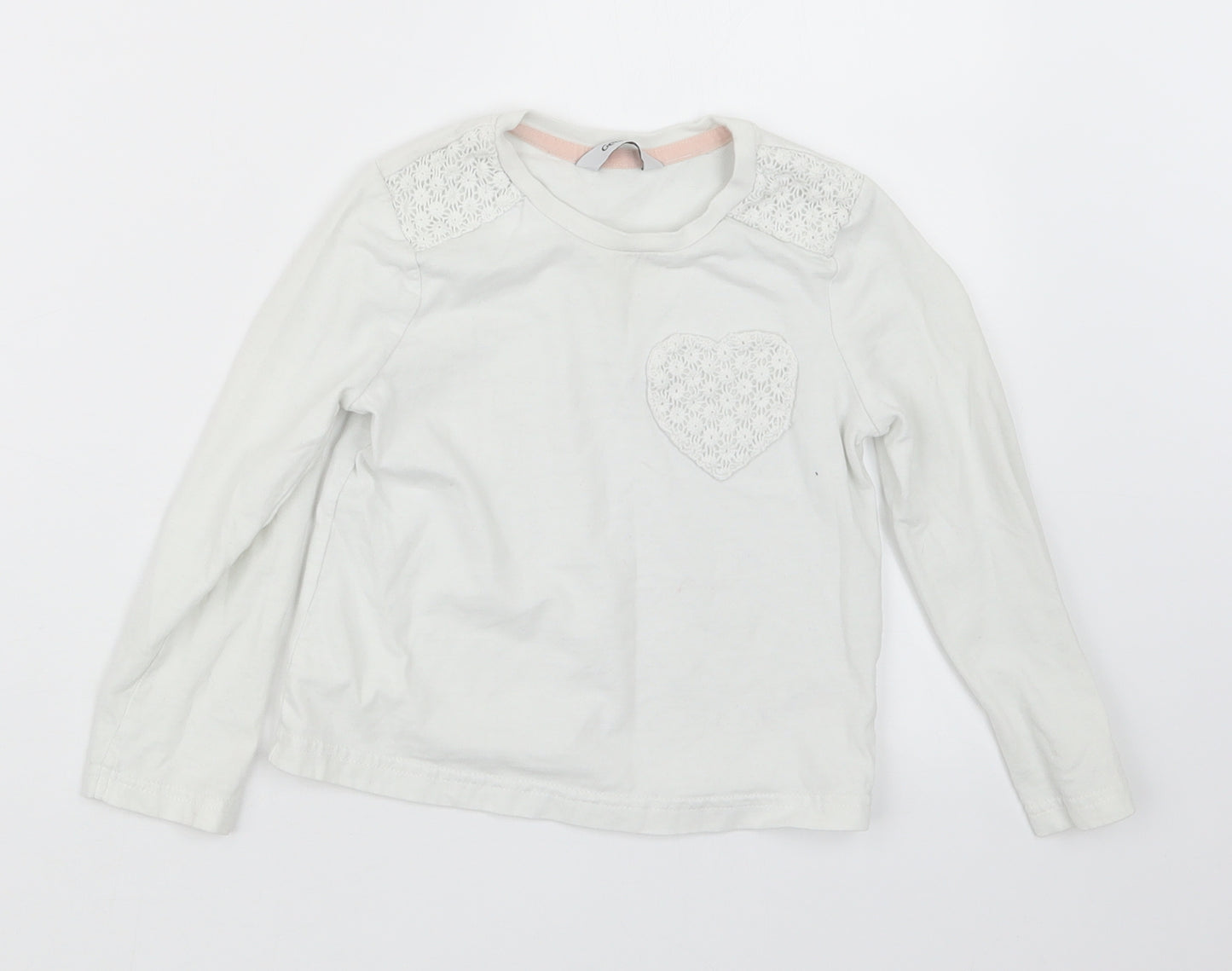 George Girls White   Basic T-Shirt Size 3-4 Years