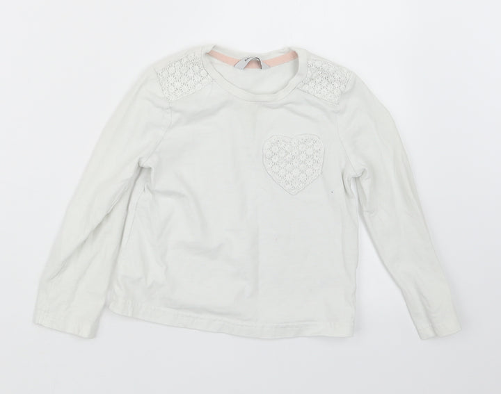 George Girls White   Basic T-Shirt Size 3-4 Years
