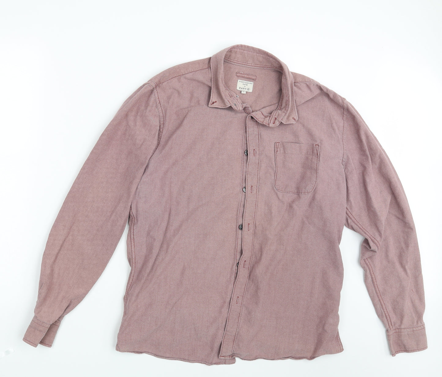 Easy Mens Purple    Button-Up Size L
