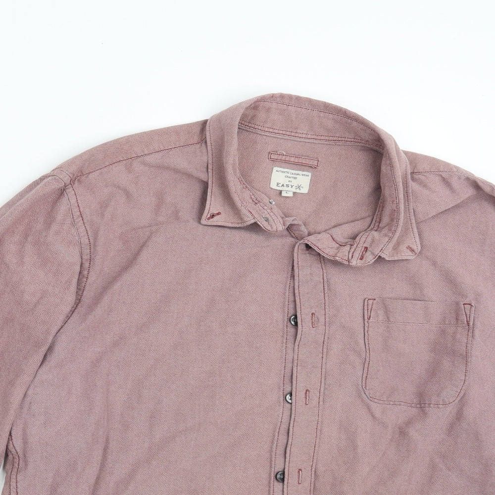 Easy Mens Purple    Button-Up Size L