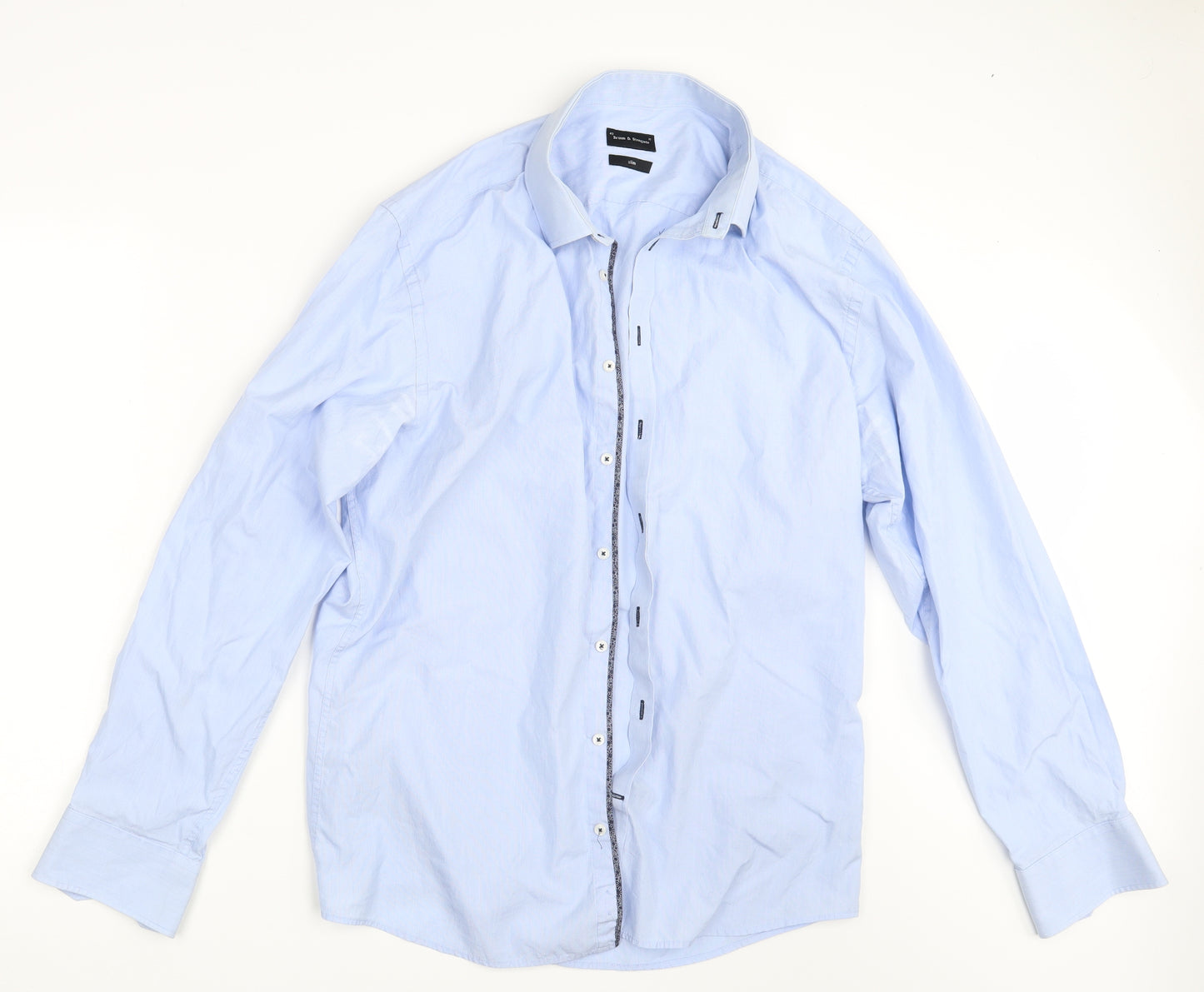 Bruun & Stengade Mens Blue    Button-Up Size 17