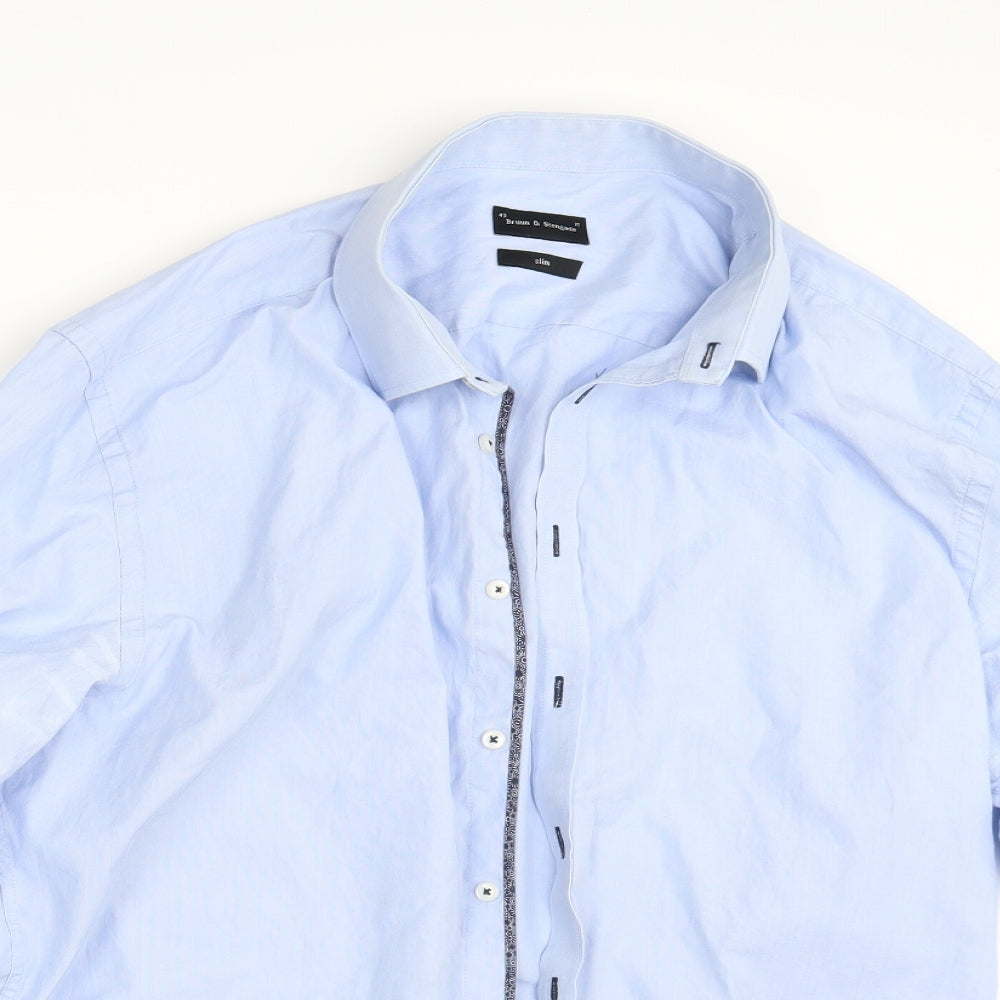 Bruun & Stengade Mens Blue    Button-Up Size 17
