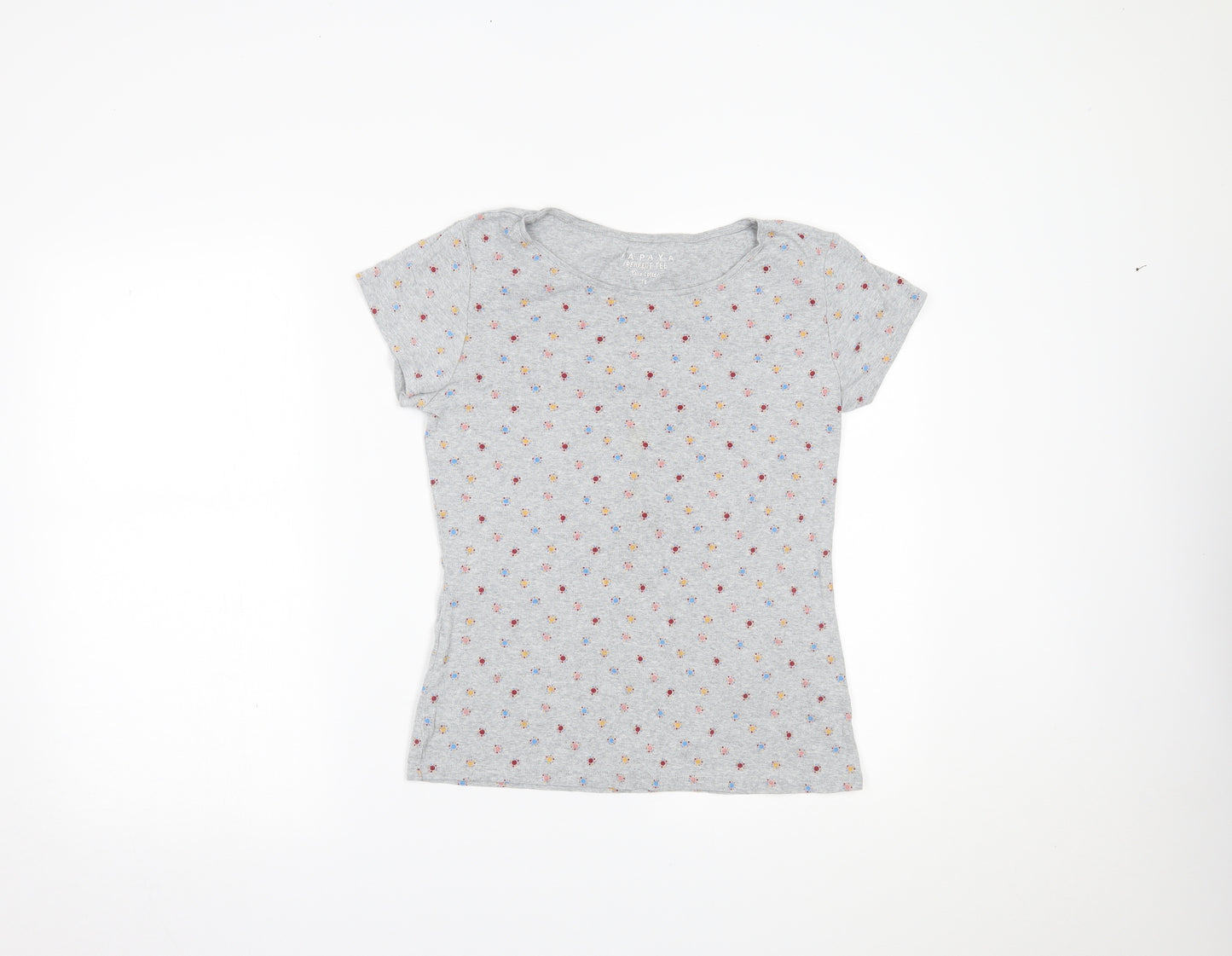 Papaya Womens Grey Polka Dot  Basic T-Shirt Size 14